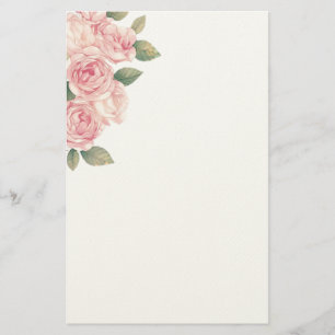 Stort ljust - rosa ros som dekoration brevpapper