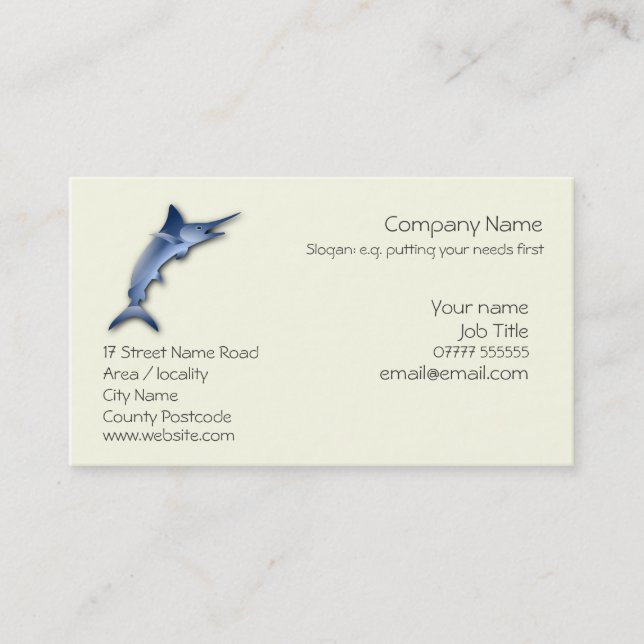 Stort modigt fiske för Marlinlogotyp Visitkort (Framsida)