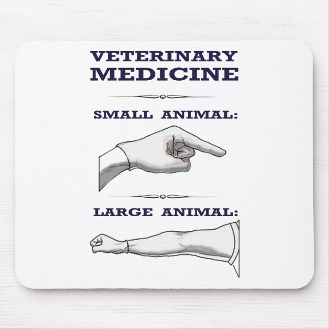 Stort och litet djurt veterinär- humoristiskt musmatta (Framsidan)