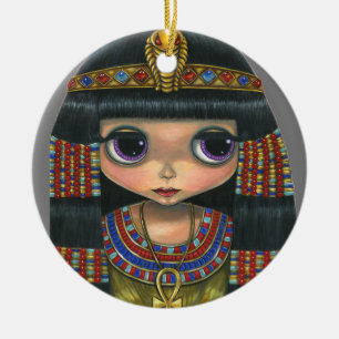 Stort öga Cleopatra Girl Doll Cute Julgransprydnad Keramik