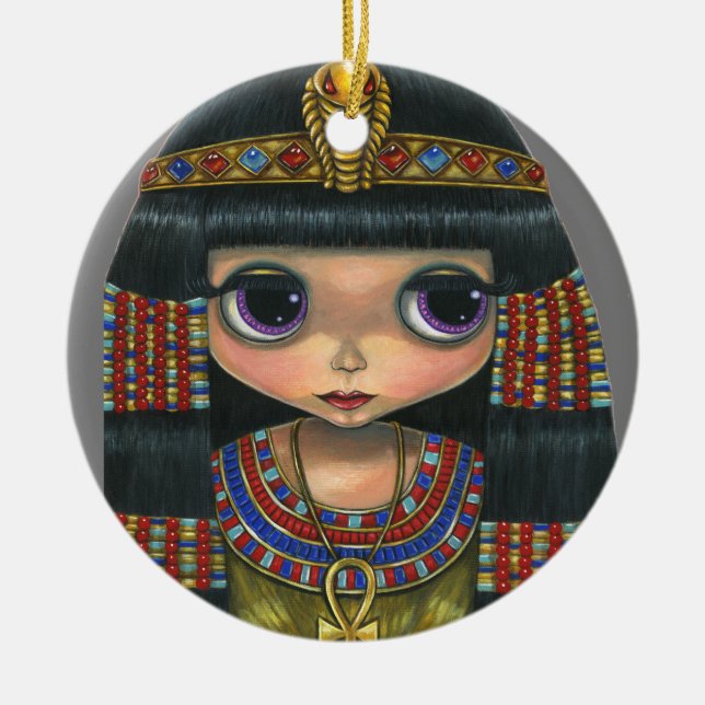Stort öga Cleopatra Girl Doll Cute Julgransprydnad Keramik (Framsidan)
