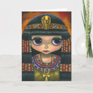 Stort öga Cleopatra med ormhuvudbonaden och Ankh Kort