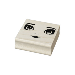 Stort öga Doll Ansikte originalbild Stämpel