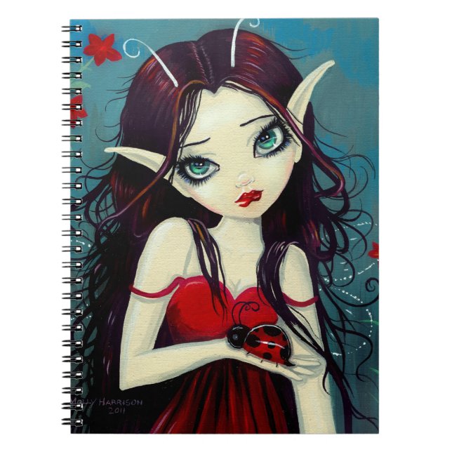 Stort öga Fairy and Ladybug Notebook Anteckningsbok Med Spiral (Framsidan)