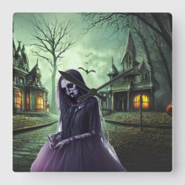 Stort öga Horror Creepy Boo Ghost Fyrkantig Klocka