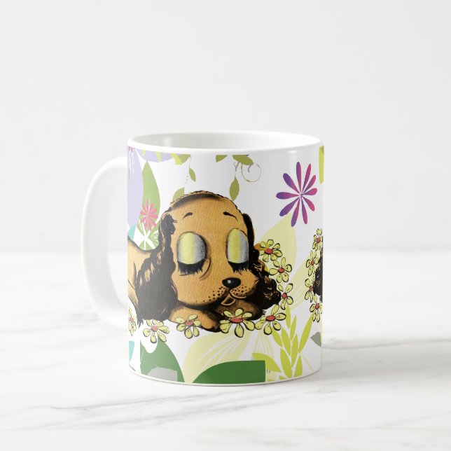 stort öga sovkupig Hund Djurart Art Th Kaffemugg (Framsida vänster)
