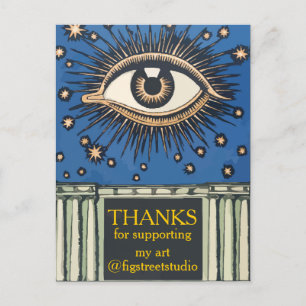 Stort öga tack, redigera text vykort