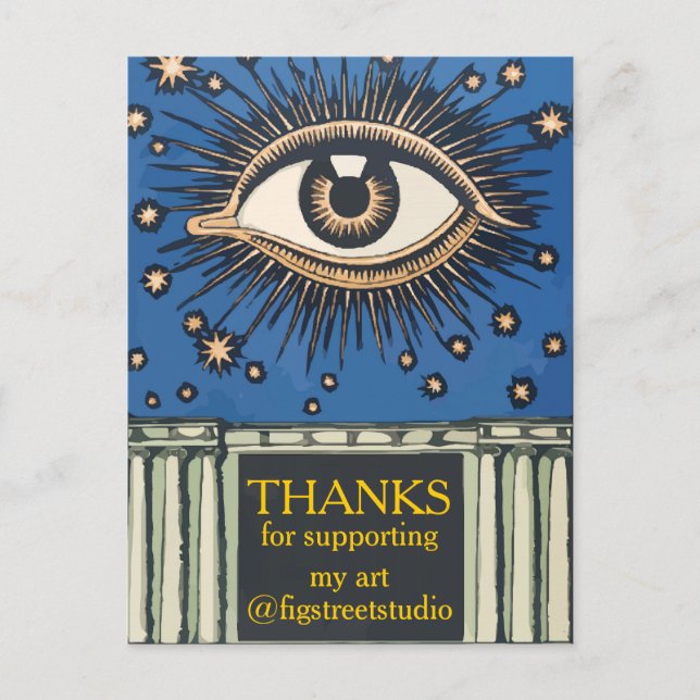 Stort öga tack, redigera text vykort (Framsida)