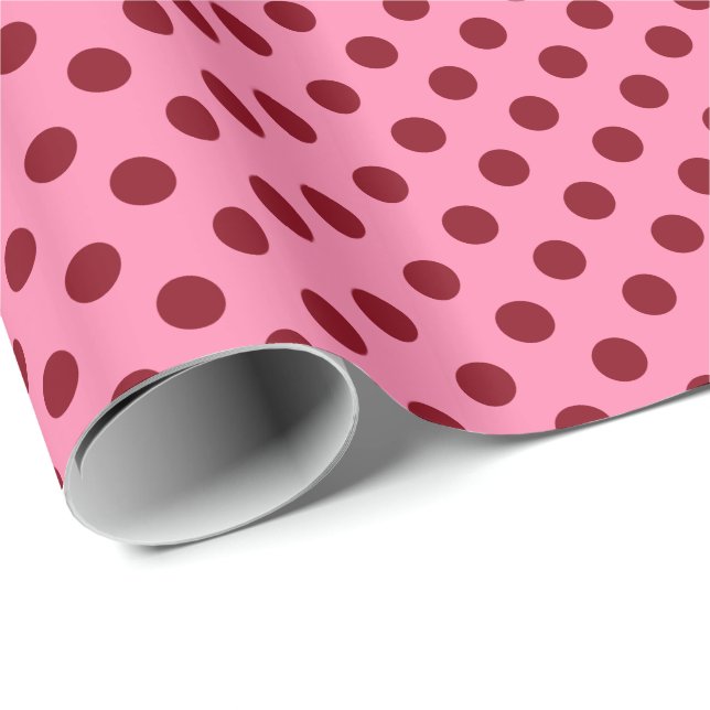 Stort retro pricker - burgundy på rosor presentpapper (Rullad Hörn)