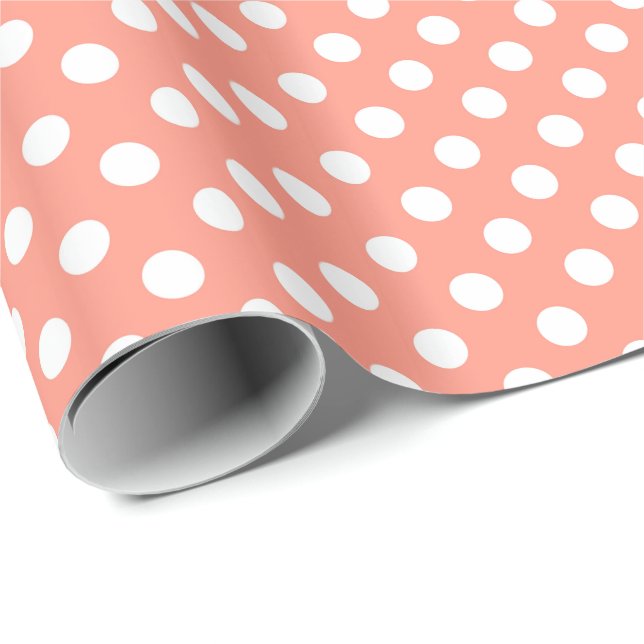 Stort retro pricker - korallrosor och vit presentpapper (Rullad Hörn)