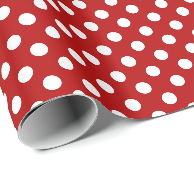 Stort retro pricker - rött och vit presentpapper (Rullad Hörn)