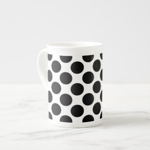 Stort retro pricker - svartvitt benporslin mugg