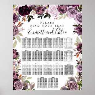 Stort Rosa för Lila, Blommigt 17-Bord Poster