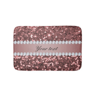 Stort rosa guld- Fauxglitter och diamanter Badrumsmatta