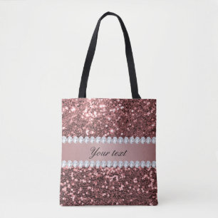 Stort rosa guld- Fauxglitter och diamanter Tygkasse