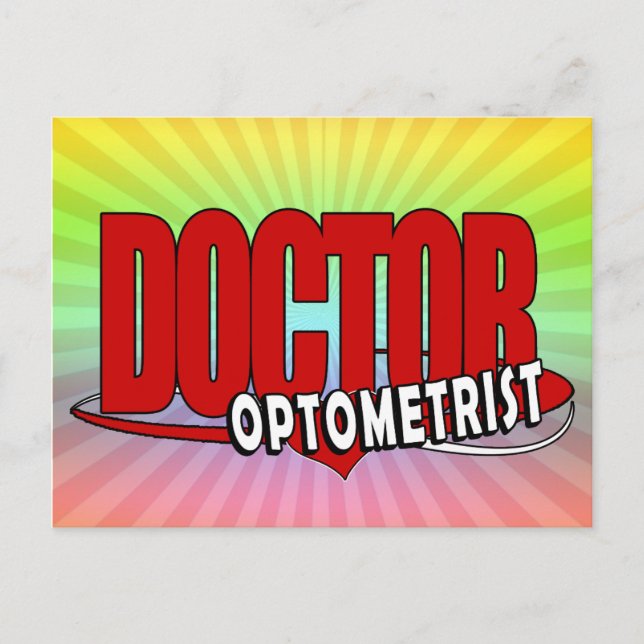 STORT RÖTT FÖR OPTOMETRIKERLOGOTYPDOKTOR VYKORT (Framsida)