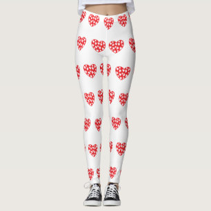 Stort rött hjärta med små hjärtan leggings
