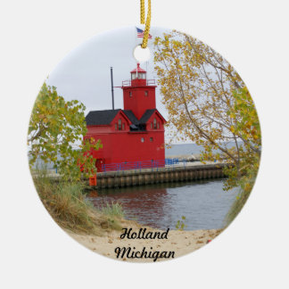 Stort rött, Holland Michigan Julgransprydnad Keramik