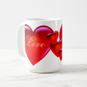 Stort rött kärlek hjärta/mycket kärlek/kärleksfull kaffemugg