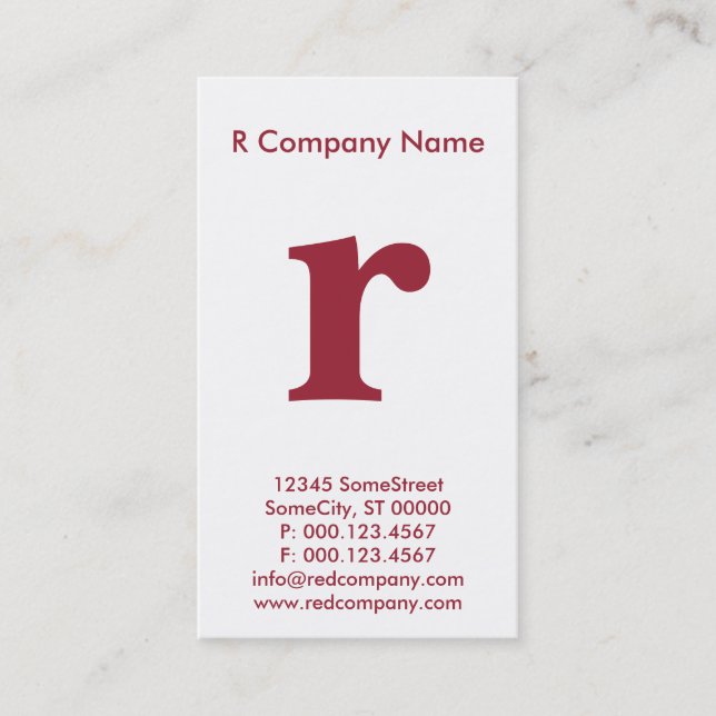 stort rött monogram visitkort (Framsida)