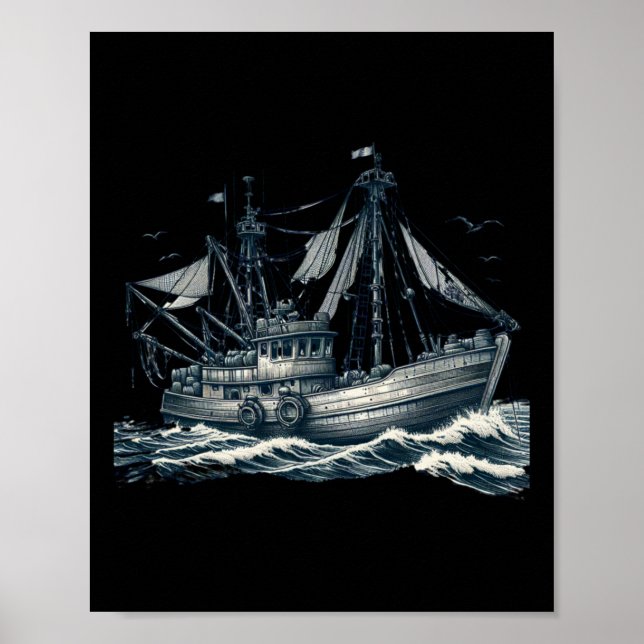 Stort segelfartyg till sjöss dekal  poster (Framsidan)