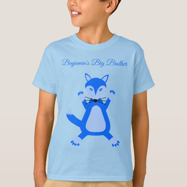 Stort stativ för Cute Blue Pojke Fox Anpassningsba T Shirt (Framsida)