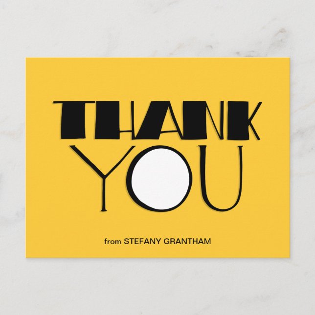 Stort svart vykort för Tack (Framsida)