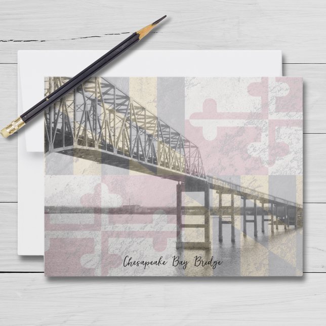 Stort vykort för maryland Chesapeake Bay-bryggan (Send your family and friends a special note on these personalized Maryland Bay Bridge Notecards!)
