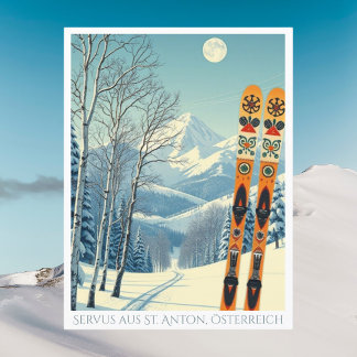 Stort vykort för skidsemester i Anton Austria Euro