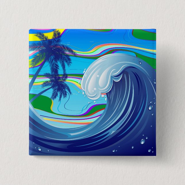 Storvåg Vatten Dubbla-sidig nyckelkedja i havsområ Knapp (Framsida)