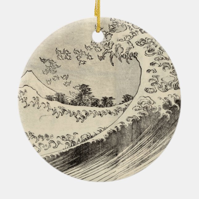 Storvågen (av Katsushika Hokusai) Julgransprydnad Keramik (Baksidan)