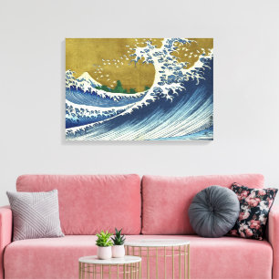 Storvågen Färg Hokusai Canvastryck
