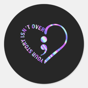 Story är inte över suicide Prevention Awareness Ri Runt Klistermärke