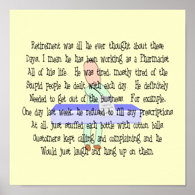 Story Art "Pharmacist Dreaming of Pension" Poster (Framsidan)