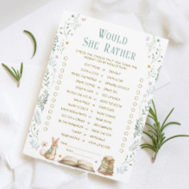 Story Book Baby Shower Would She Rather Game Card Inbjudningar