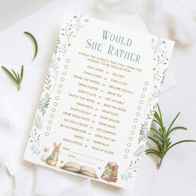 Story Book Baby Shower Would She Rather Game Card Inbjudningar (Skapare uppladdad)