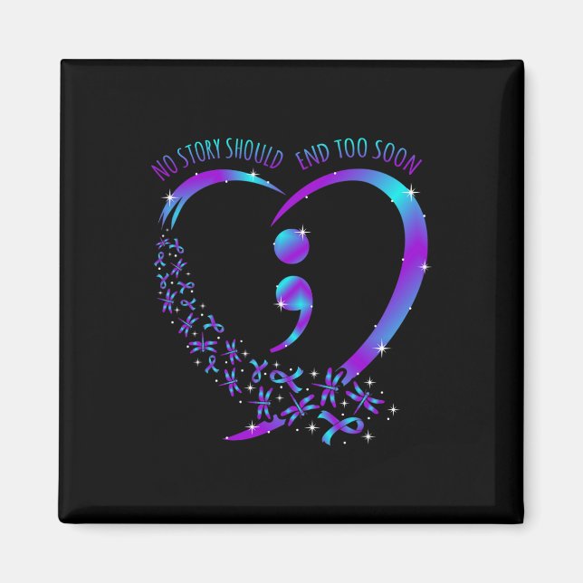 Story bör stoppa Lycklig Suicide Awareness Support Magnet (Framsidan)