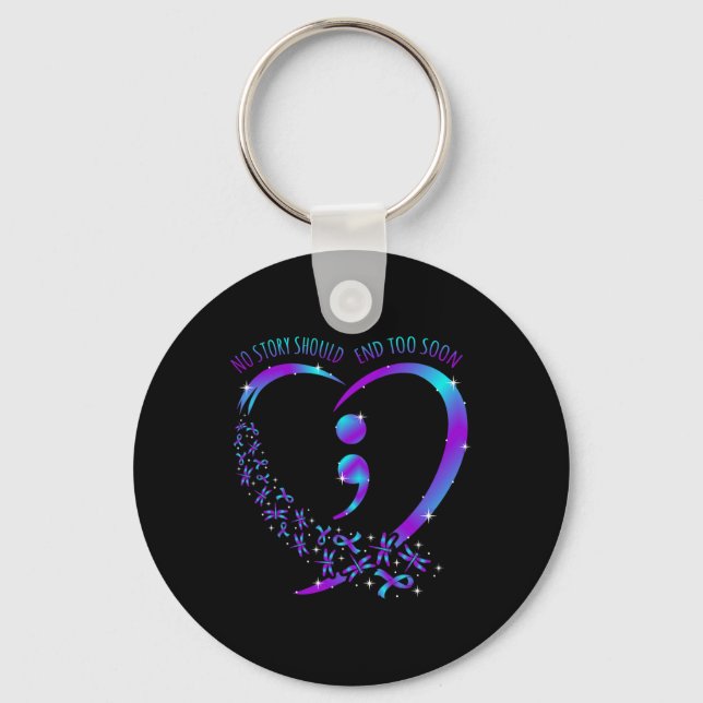 Story bör stoppa Lycklig Suicide Awareness Support Nyckelring (Framsida)