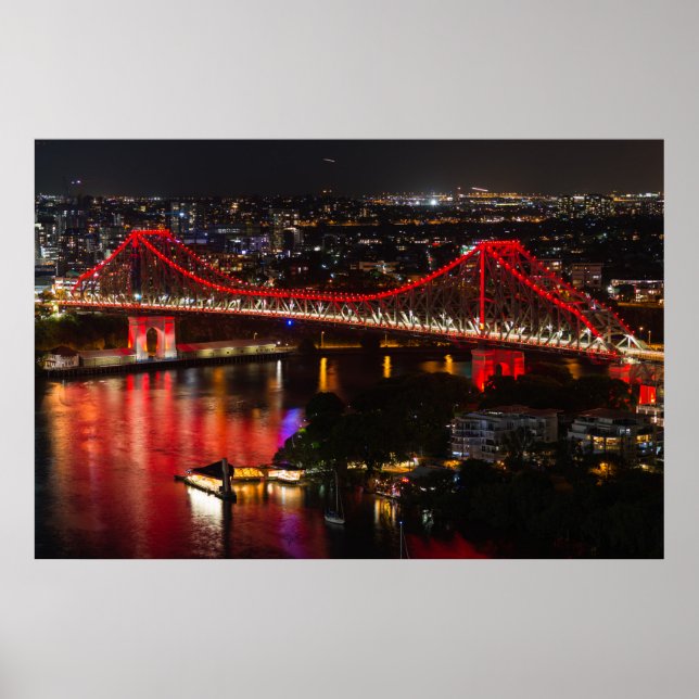Story bridge & Brisbane City Skyline Australia Poster (Framsidan)