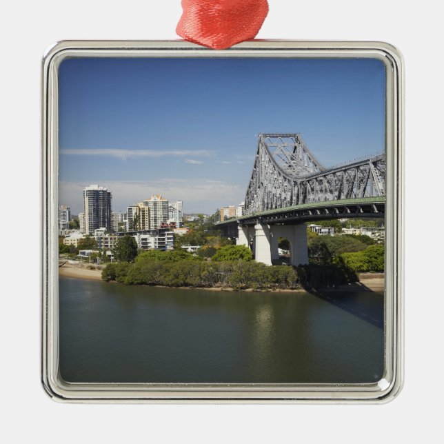 Story Bridge, Brisbane River och Kangaroo Julgransprydnad Metall (Framsidan)