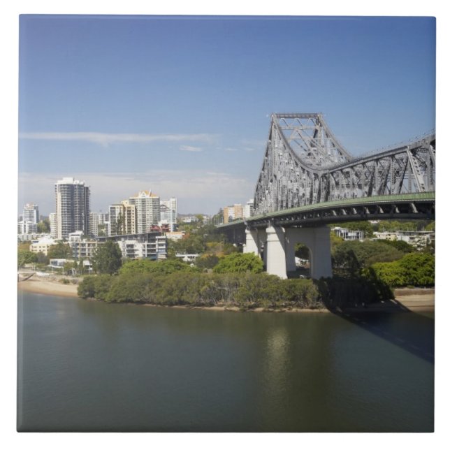 Story Bridge, Brisbane River och Kangaroo Kakelplatta (Framsidan)