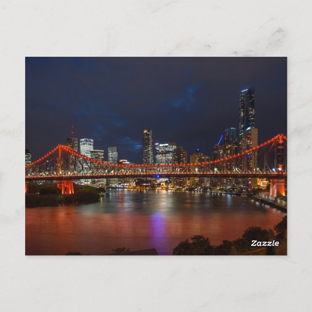 Story Bridge och City i dusk, Brisbane Australia. Vykort (Baksida)
