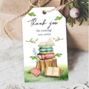 Storybook Baby Shower Bok Bokar Nytt kapitel Presentetikett