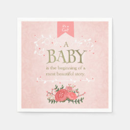 Storybook Baby Shower Pappersservett Rosa Girl Gir