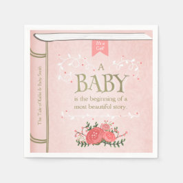 Storybook Baby Shower Pappersservett Rosa Girl Gir