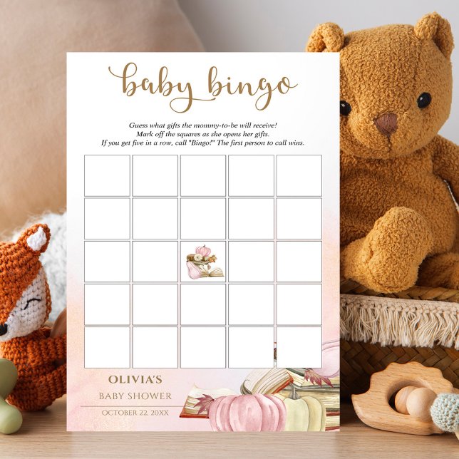 Storybook Baby Shower Rosa Pumpkin Baby Bingo Game (Skapare uppladdad)