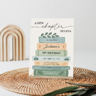 Storybook Birthday A New Chapter Börjar Inbjudningar