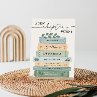 Storybook Birthday A New Chapter Börjar Inbjudningar