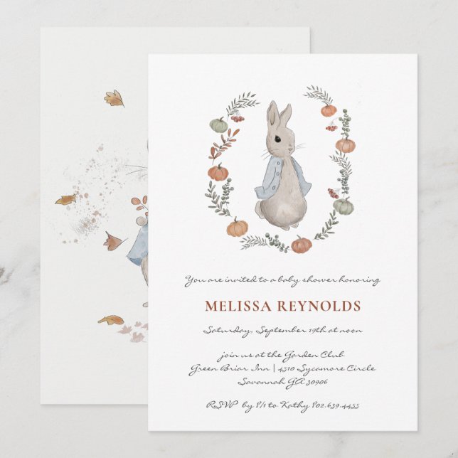 Storybook | Bjud in till höstBunny Baby Shower Inbjudningar (Fram/baksida)