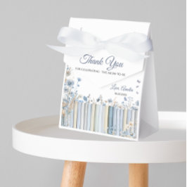 Storybook Blue Blommigt Baby Shower Tack Presentaskar